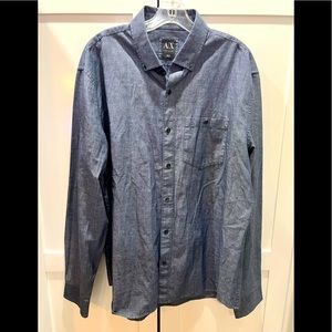 A/X Gently used dark blue chambray button down shirt in size XL
